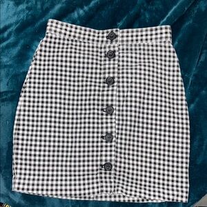 Divided Black and White Mini Button Up Pencil Skirt